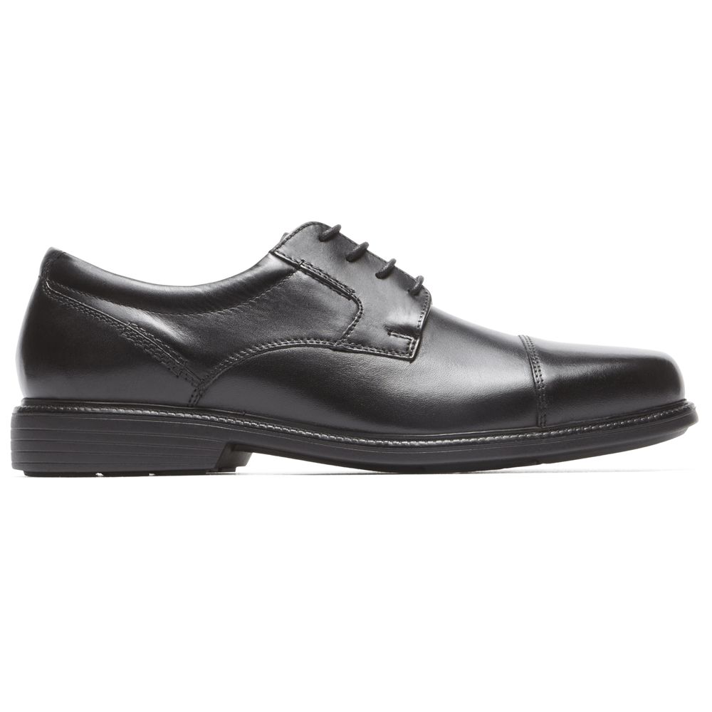 Sapatos Oxford Homem Rockport Charles Road Cap Toe Pretas,Portugal NBEIW-7619